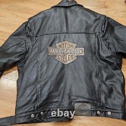 Harley Davidson Vintage Black Leather Motorcycle Jacket Men's Medium USA Made