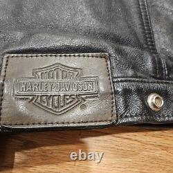 Harley Davidson Vintage Black Leather Motorcycle Jacket Men's Medium USA Made