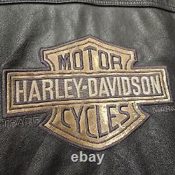 Harley Davidson Vintage Black Leather Motorcycle Jacket Men's Medium USA Made