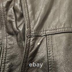 Harley Davidson Vintage Black Leather Motorcycle Jacket Men's Medium USA Made