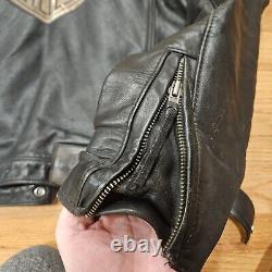Harley Davidson Vintage Black Leather Motorcycle Jacket Men's Medium USA Made