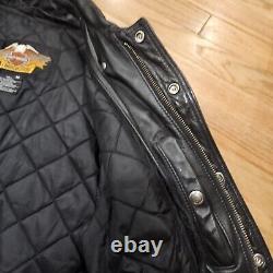 Harley Davidson Vintage Black Leather Motorcycle Jacket Men's Medium USA Made