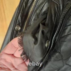Harley Davidson Vintage Black Leather Motorcycle Jacket Men's Medium USA Made