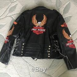 Harley Davidson Vintage Leather Jacket Eagle Patch 80s Large L Nice