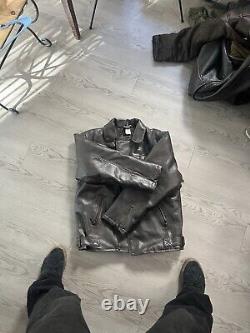 Harley Davidson Vintage Leather Type Dark Brown Jacket LARGE logo Biker Bomber