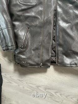 Harley Davidson Vintage Leather Type Dark Brown Jacket LARGE logo Biker Bomber