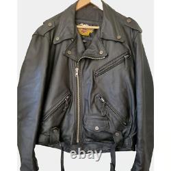 Harley Davidson Vintage Men's Large Black Leather Jacket Biker Made in USA