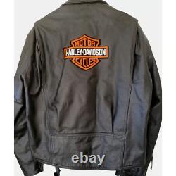Harley Davidson Vintage Men's Large Black Leather Jacket Biker Made in USA