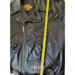 Harley Davidson Vintage Men's Large Black Leather Jacket Biker Made in USA