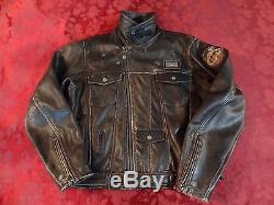 Harley Davidson Vintage Road King Brown Leather Jacket Men's Size Large