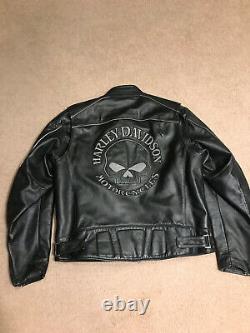 Harley Davidson Willie G Reflective Skull Leather Jacket men's XL 98099 W Liner