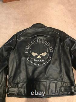 Harley Davidson Willie G Reflective Skull Leather Jacket men's XL 98099 W Liner