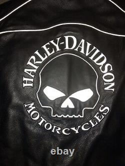 Harley Davidson Willie G Reflective Skull Leather Jacket men's XL 98099 W Liner