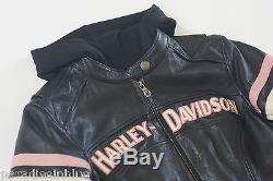 Harley Davidson Women Pink Fall Miss Enthusiast Leather Jacket 3in1 97038-11VW S
