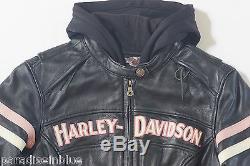 Harley Davidson Women Pink Fall Miss Enthusiast Leather Jacket 3n1 97038-11VW XL