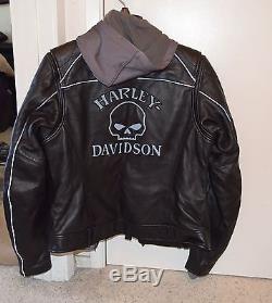 Harley Davidson Women Reflective Willie G Skull Leather 3-1 Jacket 98152-09VW L