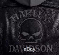 Harley Davidson Women Reflective Willie G Skull Leather Jacket 3in1 98152-09VW L