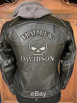 Harley Davidson Women Reflective Willie G Skull Leather Jacket 3in1 98152-09VW M