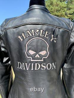 Harley Davidson Women Reflective Willie G Skull Leather Jacket 98152-09VW Large