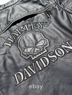 Harley Davidson Women Reflective Willie G Skull Leather Jacket 98152-09VW Large