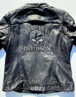 Harley Davidson Women Reflective Willie G Skull Leather Jacket 98152-09VW Large