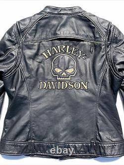 Harley Davidson Women Reflective Willie G Skull Leather Jacket 98152-09VW Large