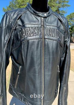 Harley Davidson Women Reflective Willie G Skull Leather Jacket 98152-09VW Large