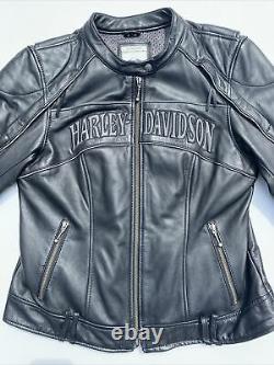 Harley Davidson Women Reflective Willie G Skull Leather Jacket 98152-09VW Large