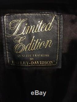 Harley-Davidson Women's Black Leather Long Trench Coat Vintage Ltd Ed Medium