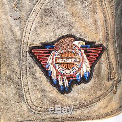Harley Davidson Women's Corral Distressed Leather Studded Eagle Jacket Laces L