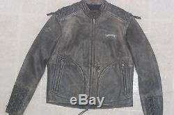 Harley Davidson Women's Corral Distressed Leather Studded Eagle Jacket Laces M