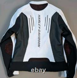 Harley-Davidson Women's FXRG Perforated Leather Jacket, White 98070-19VW size M