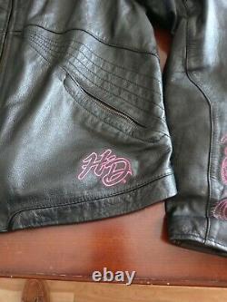 Harley Davidson Women's Leather Riding Pink Wings Jacket XL