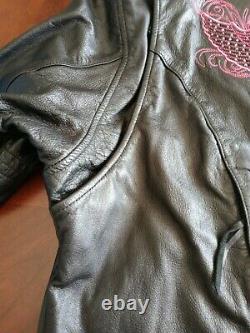 Harley Davidson Women's Leather Riding Pink Wings Jacket XL