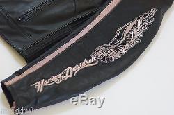 Harley Davidson Women's Pink City Lights Black Leather 3in1 Jacket XL 97155-10VW