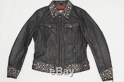 Harley Davidson Womens BLING Silver Metal Studs Leather Jacket 97036-05VW 1W XL