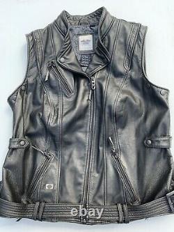 Harley Davidson Womens BRAVA Convertible Distressed Leather Jacket Vest 2W