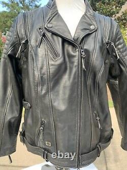 Harley Davidson Womens BRAVA Convertible Distressed Leather Jacket Vest 2W