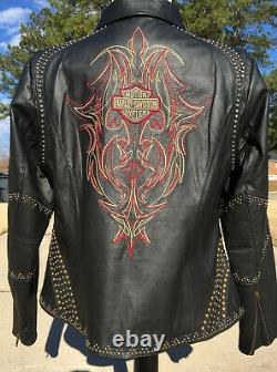 Harley Davidson Womens DAKOTA Studded Leather Jacket 1W