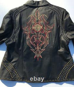 Harley Davidson Womens DAKOTA Studded Leather Jacket 1W