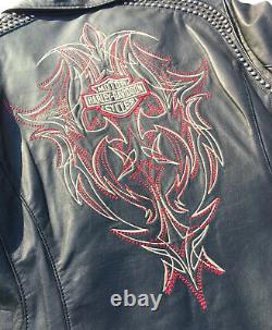 Harley Davidson Womens DAKOTA Studded Leather Jacket 1W