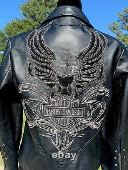 Harley-Davidson Womens ISIS Eagle Black Leather Jacket Medium