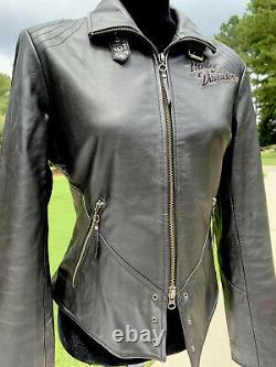Harley-Davidson Womens ISIS Eagle Black Leather Jacket Medium MINT