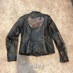 Harley-Davidson Womens Juneau Winged B&S Black Leather Jacket size M