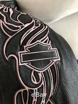 Harley-Davidson Womens Leather Breast Cancer Awareness Jacket Size L