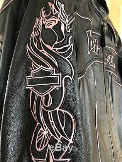Harley-Davidson Womens Leather Breast Cancer Awareness Jacket Size L