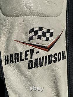 Harley Davidson Womens Leather Jacket Small Orange Black Racing