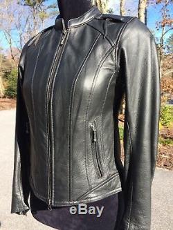 Harley Davidson Womens MAJESTIC Studded Eagle Black Leather Jacket 97082-12VW XS