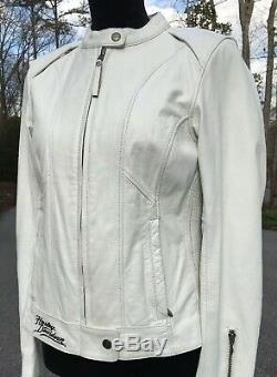 Harley-Davidson Womens MOON DREAM White Leather Jacket Women's Medium