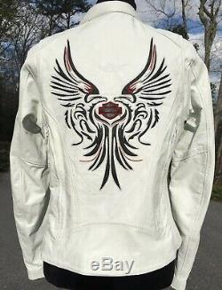 Harley-Davidson Womens MOON DREAM White Leather Jacket Women's Medium